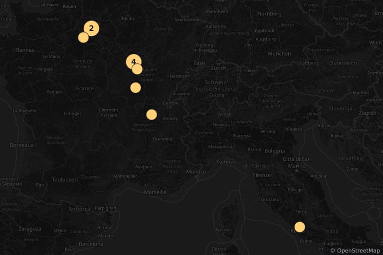 Map of the filming locations of Angelique (1964)