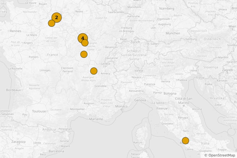 Map of the filming locations of Angelique (1964)