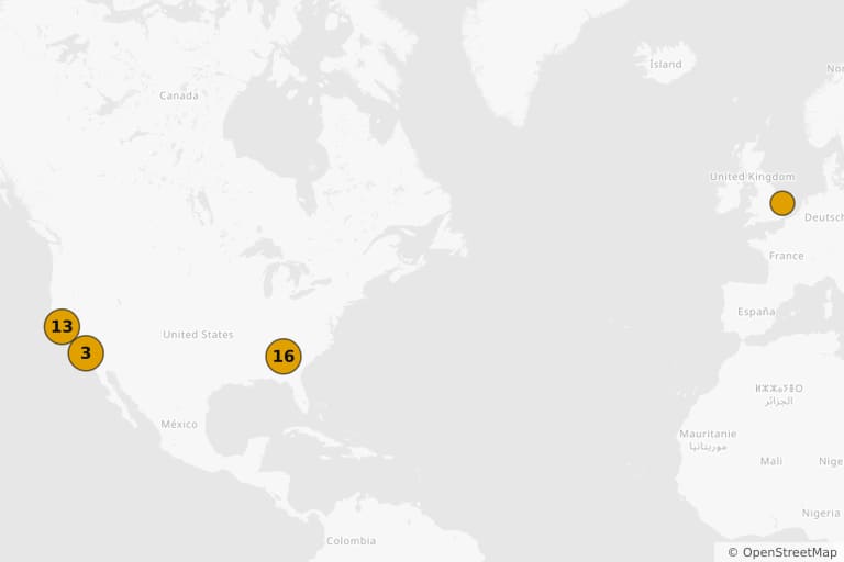 Map of the filming locations of Ant-Man (2015)