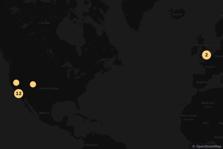 Carte des lieux de tournage de Austin Powers dans Goldmember (2002)