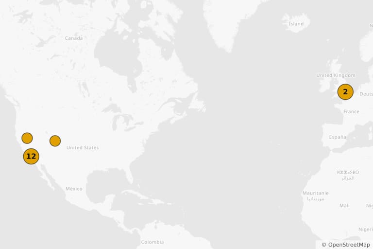 Carte des lieux de tournage de Austin Powers dans Goldmember (2002)