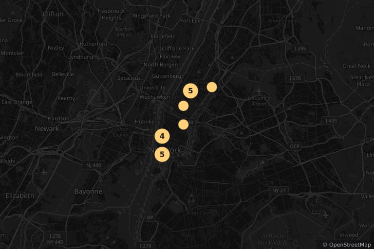 Mapa de los lugares de rodaje de Otoño en Nueva York (2000)
