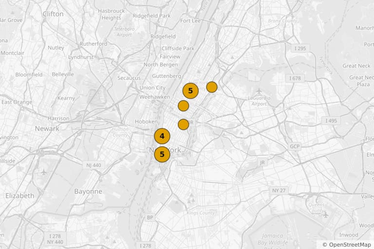 Mapa de los lugares de rodaje de Otoño en Nueva York (2000)