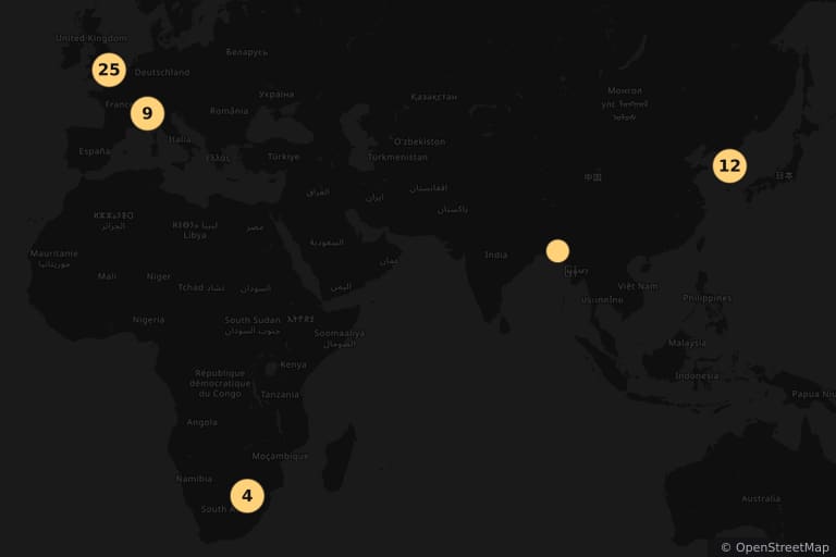 Map of the filming locations of Avengers: Age of Ultron (2015)