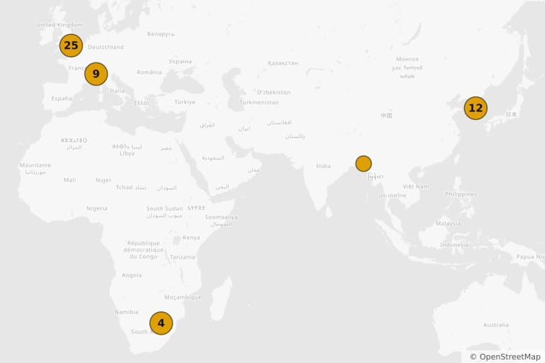 Map of the filming locations of Avengers: Age of Ultron (2015)