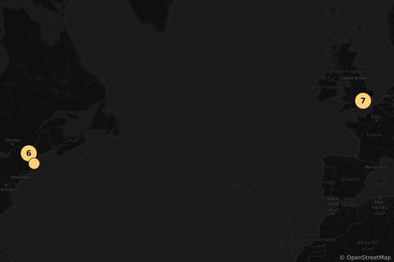 Map of the filming locations of Beetlejuice Beetlejuice (2024)