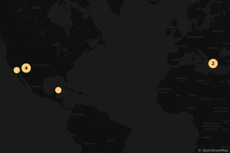 Map of the filming locations of Black Mirror (2011)