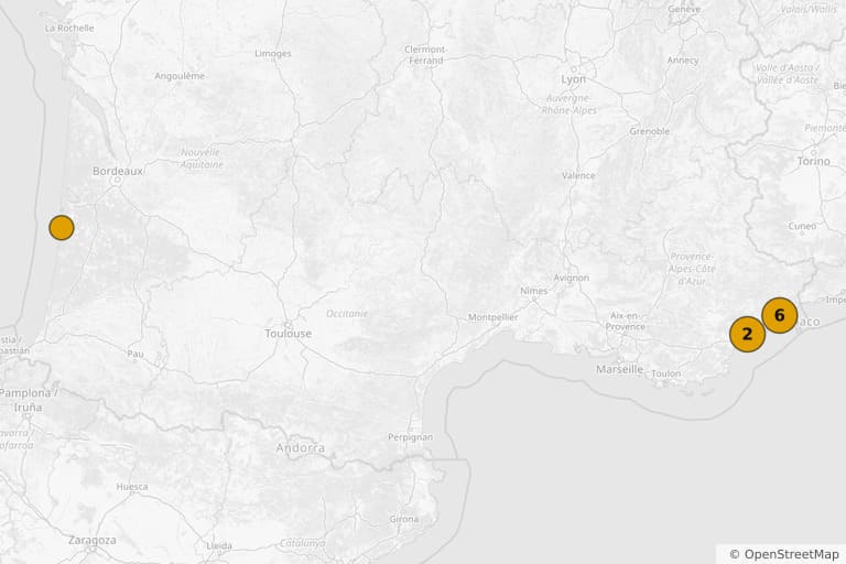 Mapa de los lugares de rodaje de Brice de Nice (2005)