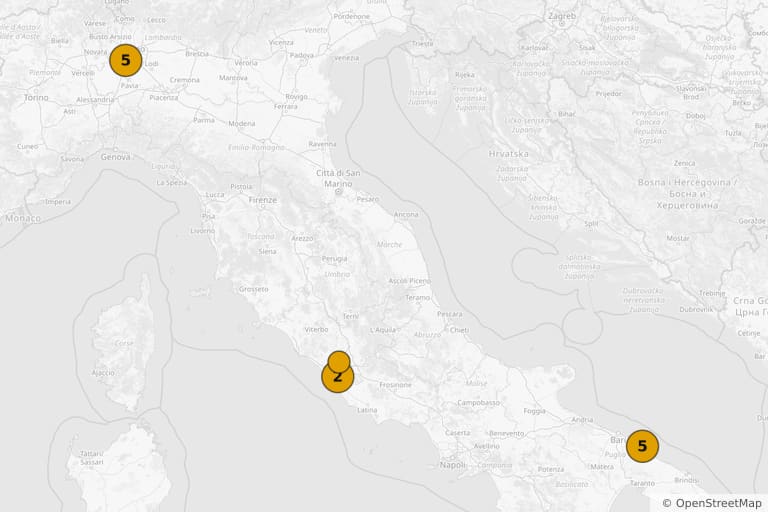 Mapa de los lugares de rodaje de Cado dalle nubi (2009)