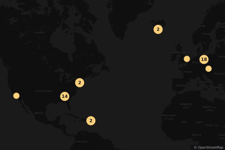 Map of the filming locations of Captain America: Civil War (2016)