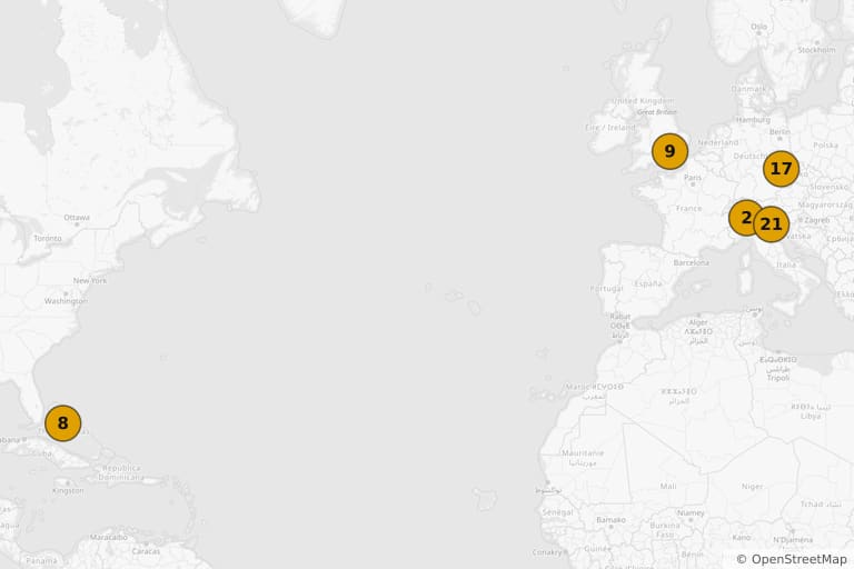 Mappa dei luoghi delle riprese di Casino Royale (2006)