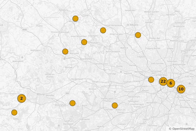 Mappa dei luoghi delle riprese di Crudelia (2021)