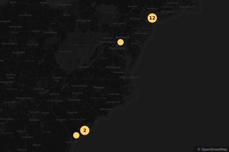 Map of the filming locations of Die Hard with a Vengeance (1995)