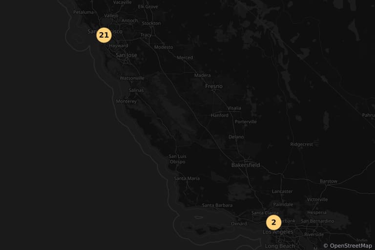 Carte des lieux de tournage de L'Inspecteur Harry (1971)