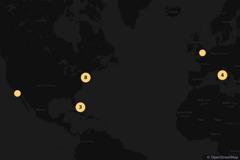 Mapa de los lugares de rodaje de Duplicity (2009)