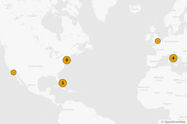 Mapa de los lugares de rodaje de Duplicity (2009)