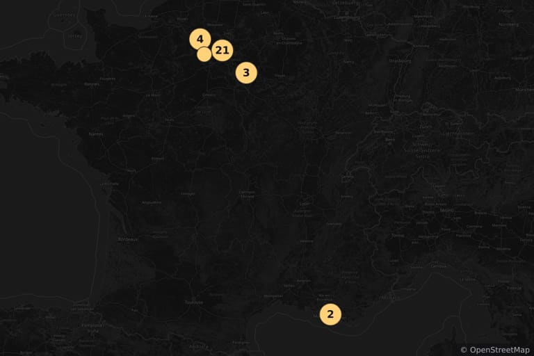 Map of the filming locations of Fantomas (1964)