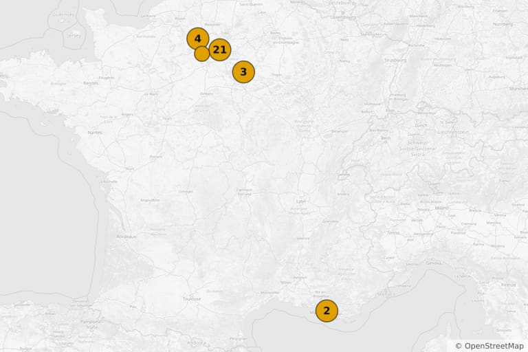 Map of the filming locations of Fantomas (1964)