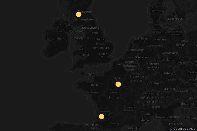 Mapa de los lugares de rodaje de Fantomas contra Scotland Yard (1967)