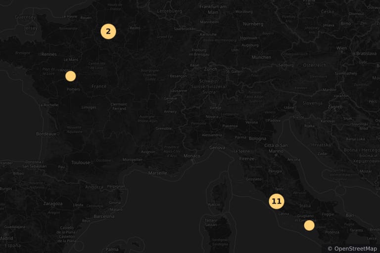Map of the filming locations of Fantomas Unleashed (1965)