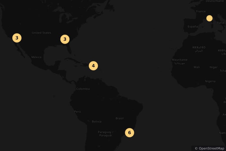 Map of the filming locations of Fast Five (2011)