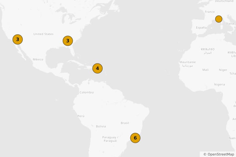 Map of the filming locations of Fast Five (2011)