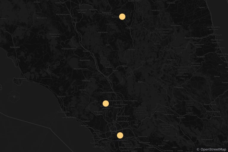 Map of the filming locations of Francis of Assisi (1961)
