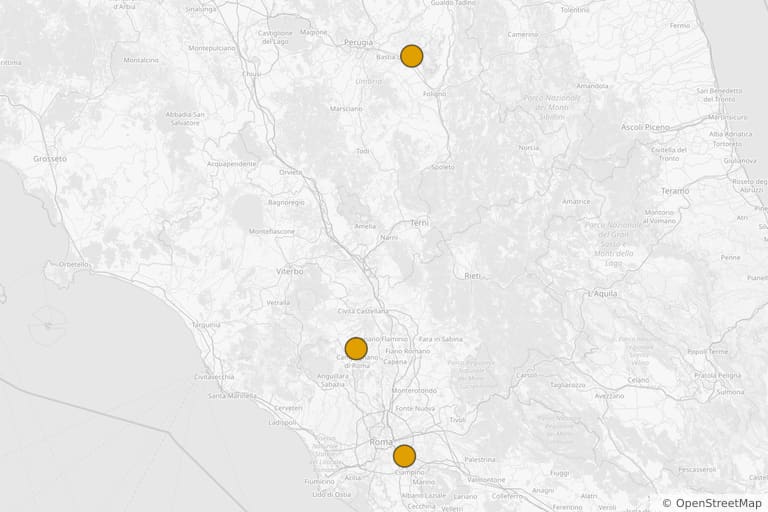 Map of the filming locations of Francis of Assisi (1961)