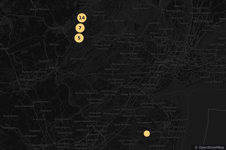 Map of the filming locations of Friday the 13th (1980)