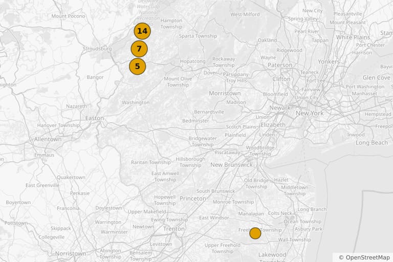 Map of the filming locations of Friday the 13th (1980)