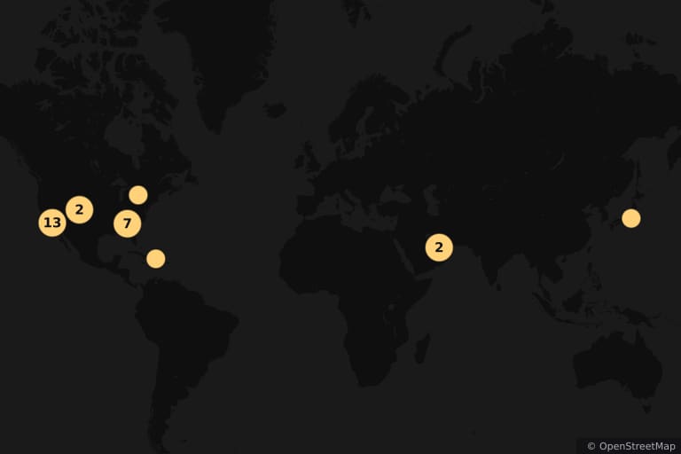 Mappa dei luoghi delle riprese di Fast & Furious 7 (2015)