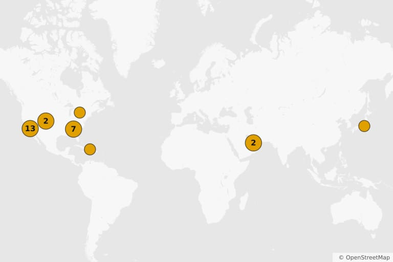 Mappa dei luoghi delle riprese di Fast & Furious 7 (2015)
