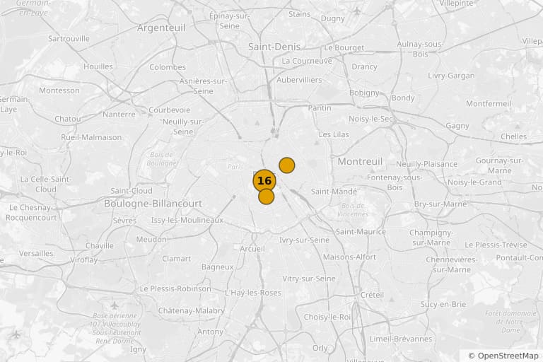 Carte des lieux de tournage de Grève party (1998)