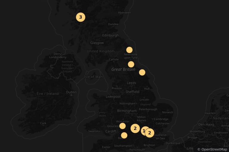 Mapa de los lugares de rodaje de Harry Potter y la cámara secreta (2002)