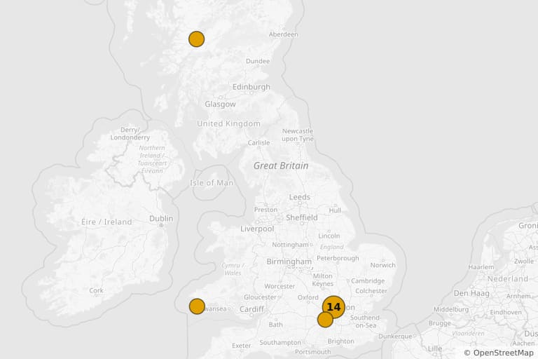 Map of the filming locations of Harry Potter and the Deathly Hallows: Part 2 (2011)