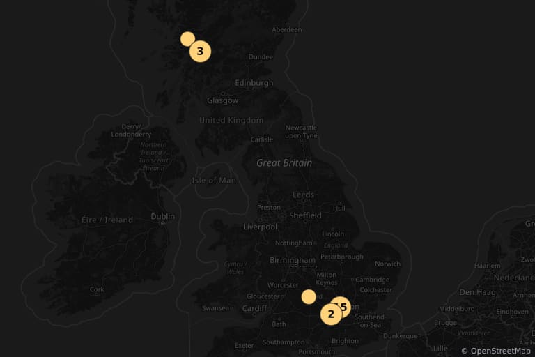 Mapa de los lugares de rodaje de Harry Potter y la Orden del Fénix (2007)