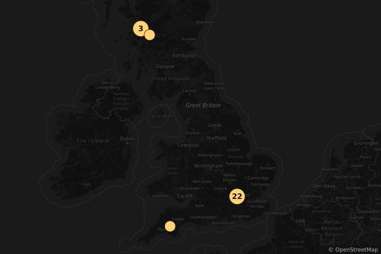 Map of the filming locations of Harry Potter and the Prisoner of Azkaban (2004)