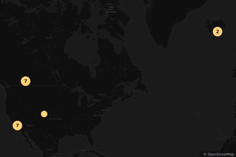 Map of the filming locations of Interstellar (2014)