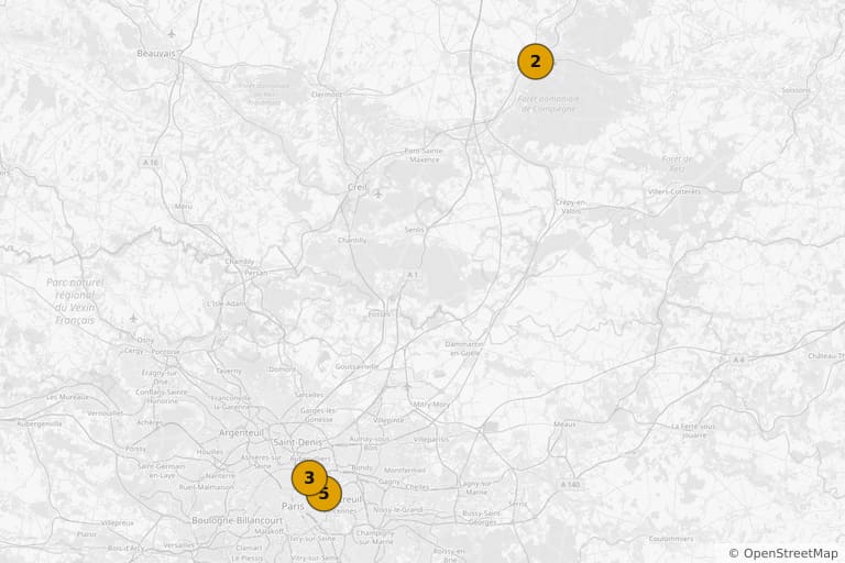 Map of the filming locations of J'invente rien (2006)