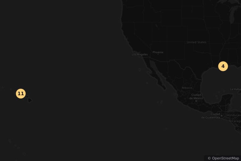 Map of the filming locations of Jurassic World (2015)