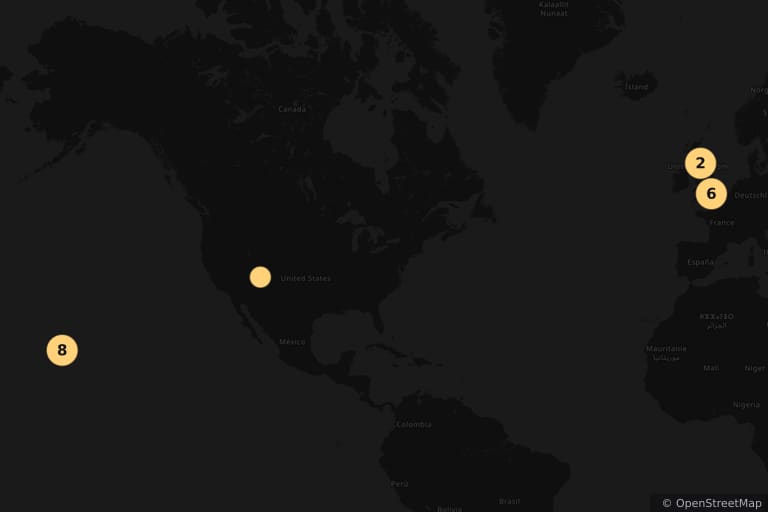 Carte des lieux de tournage de Jurassic World : Fallen Kingdom (2018)