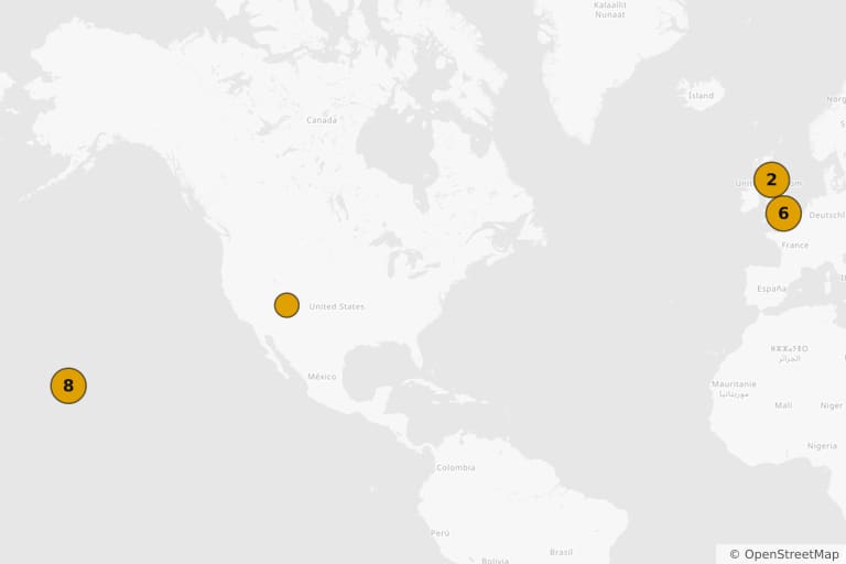 Carte des lieux de tournage de Jurassic World : Fallen Kingdom (2018)