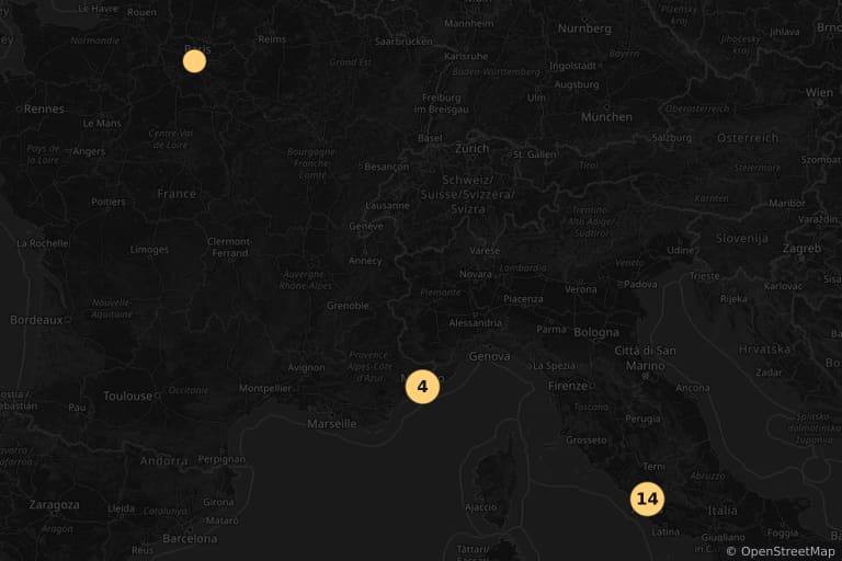 Carte des lieux de tournage de L'Homme orchestre (1970)