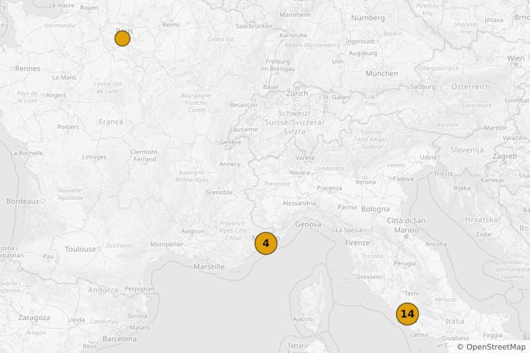 Carte des lieux de tournage de L'Homme orchestre (1970)