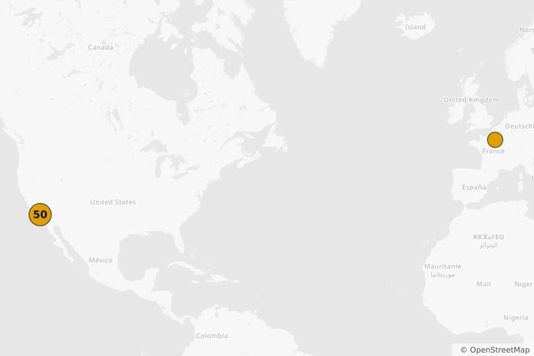 Map of the filming locations of La La Land (2016)