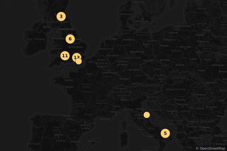 Map of the filming locations of The Girl with a Pistol (1968)