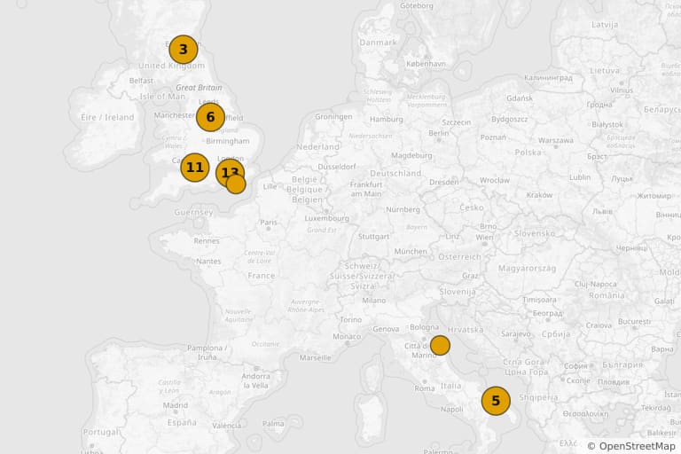 Map of the filming locations of The Girl with a Pistol (1968)