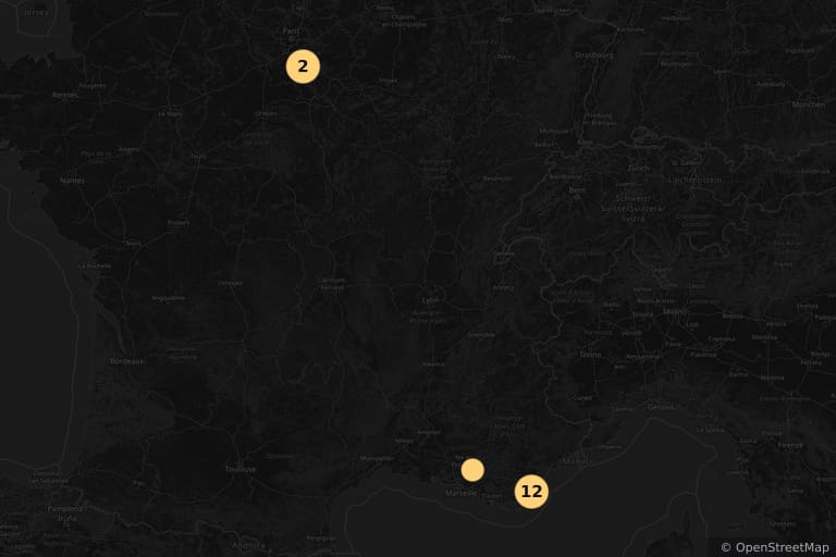 Map of the filming locations of The Gendarme Takes Off (1970)