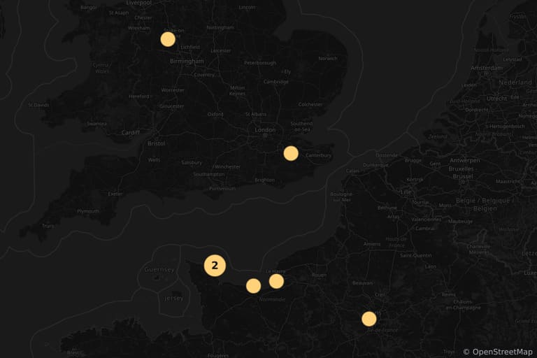Map of the filming locations of Atlantic Wall (1970)