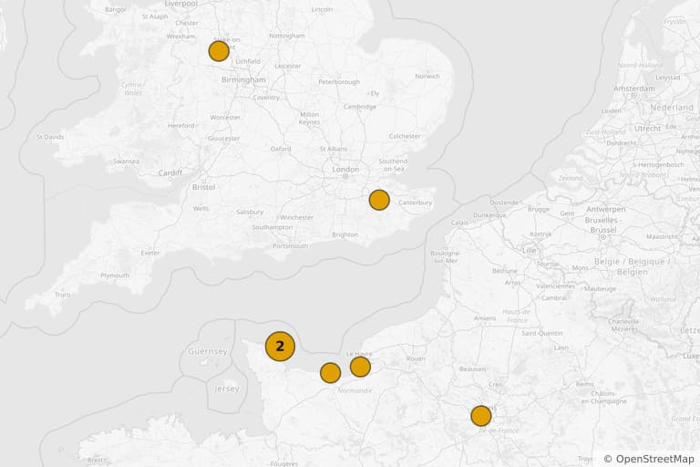 Map of the filming locations of Atlantic Wall (1970)